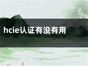 hcie认证有没有用