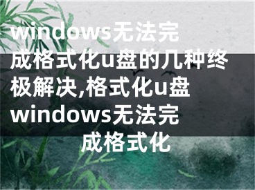 windows无法完成格式化u盘的几种终极解决,格式化u盘 windows无法完成格式化