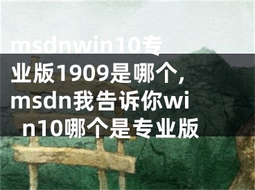 msdnwin10专业版1909是哪个,msdn我告诉你win10哪个是专业版