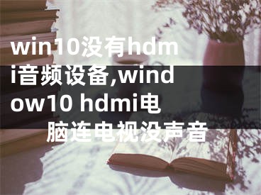win10没有hdmi音频设备,window10 hdmi电脑连电视没声音