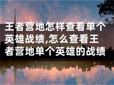 王者营地怎样查看单个英雄战绩,怎么查看王者营地单个英雄的战绩