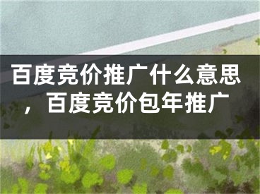 百度竞价推广什么意思，百度竞价包年推广