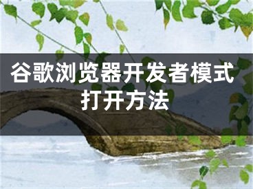 谷歌浏览器开发者模式打开方法