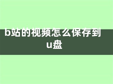 b站的视频怎么保存到u盘