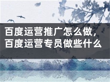 百度运营推广怎么做，百度运营专员做些什么