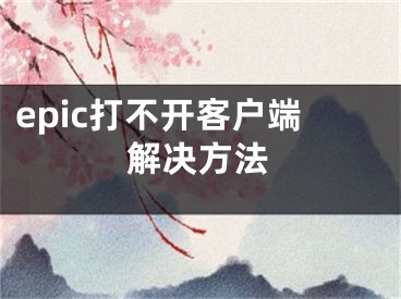 epic打不开客户端解决方法