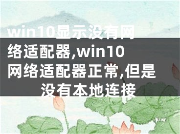 win10显示没有网络适配器,win10网络适配器正常,但是没有本地连接