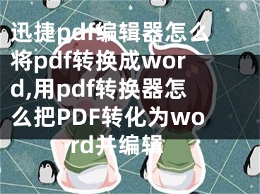 迅捷pdf编辑器怎么将pdf转换成word,用pdf转换器怎么把PDF转化为word并编辑