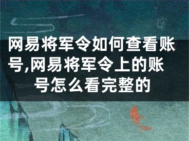 网易将军令如何查看账号,网易将军令上的账号怎么看完整的