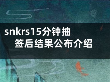 snkrs15分钟抽签后结果公布介绍