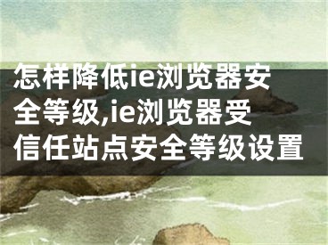 怎样降低ie浏览器安全等级,ie浏览器受信任站点安全等级设置