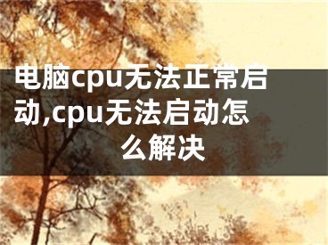 电脑cpu无法正常启动,cpu无法启动怎么解决