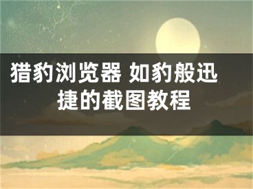 猎豹浏览器 如豹般迅捷的截图教程