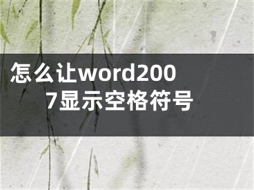 怎么让word2007显示空格符号