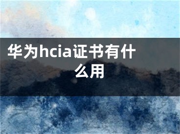 华为hcia证书有什么用