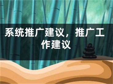 系统推广建议，推广工作建议