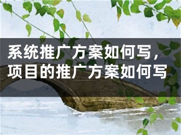 系统推广方案如何写，项目的推广方案如何写