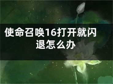 使命召唤16打开就闪退怎么办