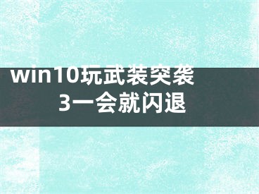 win10玩武装突袭3一会就闪退