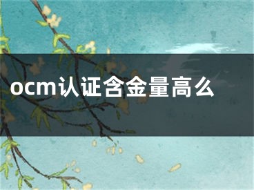 ocm认证含金量高么