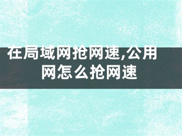 在局域网抢网速,公用网怎么抢网速