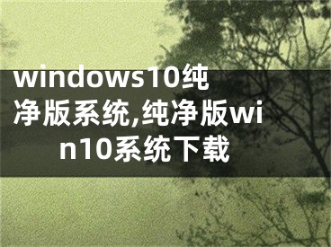windows10纯净版系统,纯净版win10系统下载