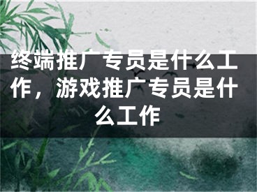 终端推广专员是什么工作，游戏推广专员是什么工作