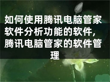如何使用腾讯电脑管家软件分析功能的软件,腾讯电脑管家的软件管理