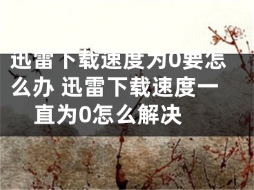 迅雷下载速度为0要怎么办 迅雷下载速度一直为0怎么解决 