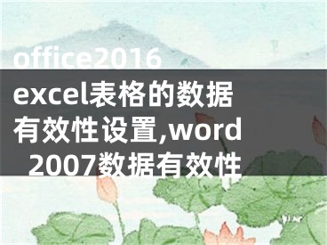 office2016excel表格的数据有效性设置,word2007数据有效性
