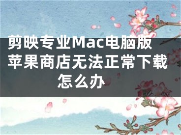 剪映专业Mac电脑版苹果商店无法正常下载怎么办 