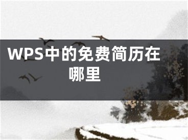 WPS中的免费简历在哪里 