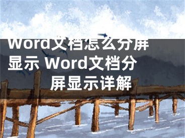 Word文档怎么分屏显示 Word文档分屏显示详解