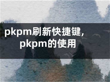 pkpm刷新快捷键,pkpm的使用