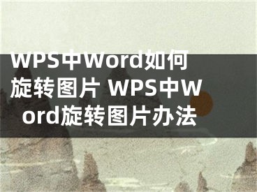 WPS中Word如何旋转图片 WPS中Word旋转图片办法