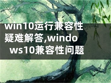 win10运行兼容性疑难解答,windows10兼容性问题