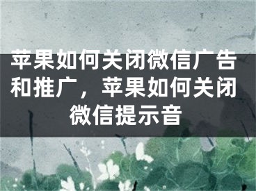 苹果如何关闭微信广告和推广，苹果如何关闭微信提示音