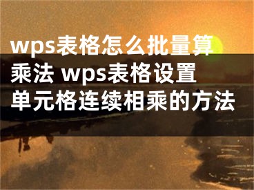 wps表格怎么批量算乘法 wps表格设置单元格连续相乘的方法 