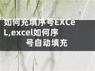 如何充填序号EXCeL,excel如何序号自动填充