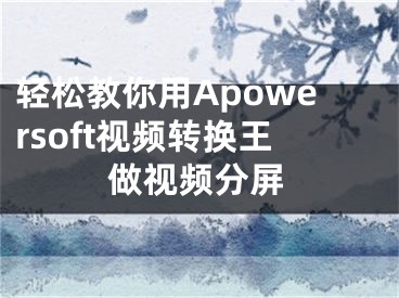 轻松教你用Apowersoft视频转换王做视频分屏