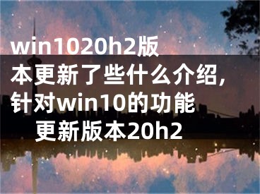 win1020h2版本更新了些什么介绍,针对win10的功能更新版本20h2