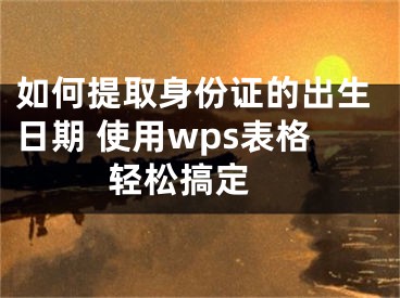 如何提取身份证的出生日期 使用wps表格轻松搞定 