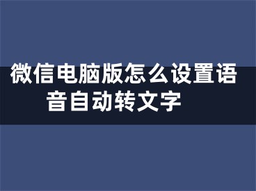 微信电脑版怎么设置语音自动转文字 