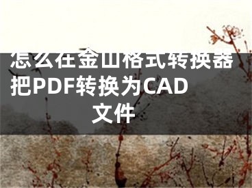 怎么在金山格式转换器把PDF转换为CAD文件 