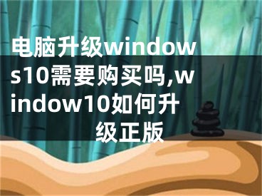 电脑升级windows10需要购买吗,window10如何升级正版