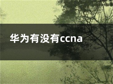 华为有没有ccna