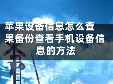 苹果设备信息怎么查 果备份查看手机设备信息的方法