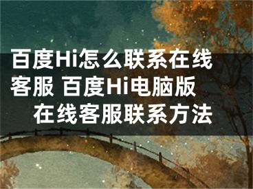 百度Hi怎么联系在线客服 百度Hi电脑版在线客服联系方法