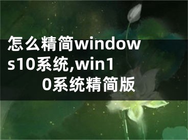 怎么精简windows10系统,win10系统精简版