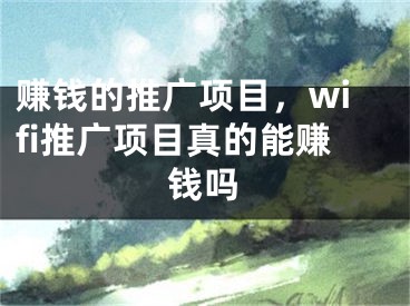 赚钱的推广项目，wifi推广项目真的能赚钱吗